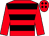 Red & black hoops, red sleeves, black diamonds on cap (John J Bowes)
