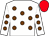 White, chocolate spots, red cap (Miss M Swinbank)