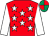 Red, white stars, white sleeves, red & emerald green quartered cap (D Healy)