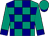 Turquoise green and navy checks, turquoise green sleeves, navy cuffs, turquoise green cap, navy peak (The Carefree Syndicate (Nom: Mr J L Van Heerden))