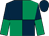 Dark blue and emerald green quartered, halved sleeves, dark blue cap (Mr G Ramsey)