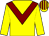 Yellow, maroon chevron, striped cap (Mr J Holcombe)