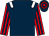 Dark blue, white epaulets, red and dark blue striped sleeves, dark blue and red hooped cap (Yvonne Lowe & W A Robinson)