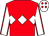 Red, white triple diamond, white sleeves, red seams, white cap, red diamonds (Mr Norman Jackson)