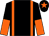 Black, orange braces, halved sleeves and star on cap (Mr G Smith)