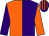 Purple & orange halved, sleeves reversed, striped cap (Mrs Kathleen Kavanagh)