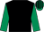 Black, emerald green sleeves, striped cap (Mrs I H Stewart-Brown & Mr M J Meacoc)