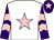 White, pink star, purple sleeves, pink chevrons, purple cap, pink star (Ms Miriam Hearne)