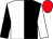 Black & white halved, sleeves reversed, red cap (A E Oppenheimer)