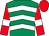 Emerald green, white chevrons, red sleeves, white armlets, red cap (Mr K Rhatigan)