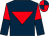 Dark blue, red inverted triangle, halved sleeves, quartered cap (R S Evans)
