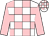 White and pink check, pink sleeves (Mrs Karen Spark)