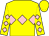 Yellow, pink diamond hoop, pink diamonds on sleeves, yellow cap (Allen Wise)