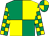 Emerald green and yellow (quartered), checked sleeves (Mr John Cole)