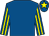 Royal blue, yellow striped sleeves, royal blue cap, yellow star (Mr & Mrs W J Williams)