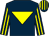 Dark blue, yellow inverted triangle, striped sleeves and cap (Mr Brian Morton)