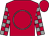 Scarlet, grey circle,grey blocks on sleeves, scarlet cap (Rick Rogers)