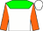 White, green yoke, orange sleeves, white cap (Wilfred Johnson)
