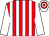Red and white stripes, white sleeves, hooped cap (Mr W Storey)