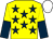 YELLOW, DARK BLUE stars, halved sleeves, WHITE cap (Mr W M Johnstone)