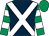 Dark blue, white cross sashes, emerald green & white hooped sleeves, emerald green cap (Philip Gaffney)