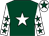 Dark green, white star, white sleeves, dark green stars, white cap, dark green star (Newett McArdle Alfa Site Kk Bwk)
