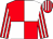 Red and white (quartered), striped sleeves and cap (The Ritz Raff)