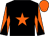 Black, orange star, orange and black diabolo on sleeves, orange cap (Miss N Yarrow)
