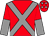 RED, GREY cross belts, halved sleeves, RED cap, WHITE stars (Rowley Racing)