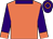 Apricot, purple collar & sleeves, apricot cuffs, purple cap, apricot hoop (Hugh W Newell)