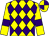 Yellow and purple checked diamonds, yellow sleeves, purple armbands, quartered cap (Mr K Moonsamy & Mrs S Ganase)