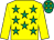 Yellow, emerald green stars, yellow sleeves, emerald green cap, yellow stars (Padraic Cawley)