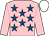 Pink, royal blue stars, pink sleeves, white cap (Ms Bernadette Leigh)