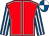 Red, white seams, royal blue and white striped sleeves, quartered cap (Rioja Racing)