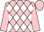 Pink and white diamonds, pink sleeves and cap (Tiffin Sandwiches & Partners)