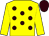 Yellow, brown spots, yellow sleeves, brown cap (Miss Betty Duxbury)
