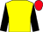 Yellow, black horseshoe on red panel, red band on black sleeves, red cap (Mar Racing Stable)