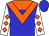 Blue, orange yolk, orange chevron, orange diamonds on white sleeves, blue cap (Chris Wilkins)
