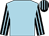 Light blue, black and light blue striped sleeves and cap (Mrs Doreen M Swinburn)