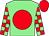 Light green, red disc, checked sleeves, red cap (Mrs Mary Stone)
