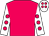 Cerise, white sleeves, cerise spots, white cap, cerise spots (Mr V C Veeramootoo)