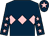 Dark blue, pink triple diamond, dark blue sleeves, pink stars, dark blue cap, pink star (Mrs Margaret Forsyth)
