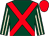 DARK GREEN, RED cross belts, DARK GREEN and BEIGE striped sleeves, RED cap (Prof Caroline Tisdall)
