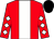 Red, white stripe, diamonds on sleeves, black cap (A Nicholls)