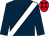 Dark blue, white sash, red cap, dark blue stars (Mrs E J O'Grady)