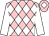 Pink & white diamonds, white sleeves, white diamond on cap (Mrs John J Murphy)