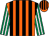 Orange & black stripes, emerald green & white striped sleeves, orange & black striped cap (John P Meagher)
