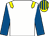 White, yellow epaulettes, royal blue sleeves, yellow & royal blue striped cap (Mrs Catherine Kinane & Mrs M Gittins)