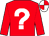 Red, white question mark back & front, red & white quartered cap (Mrs J E Mulhern)