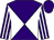 Purple and white diabolo, striped sleeves, purple cap (Mr Lee Bond)